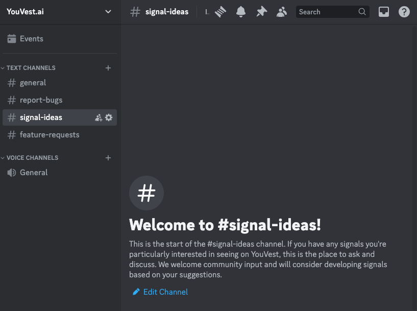 YouVest.ai discord channel